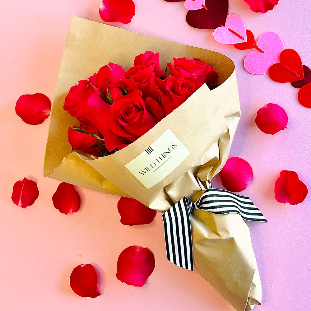 Valentine's Dozen Roses (Wrapped in Paper)